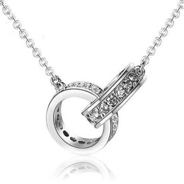 Wholesale High Quality 925 Sterling Silver Jewelry Double Circle Rings Cross Pendant Necklace